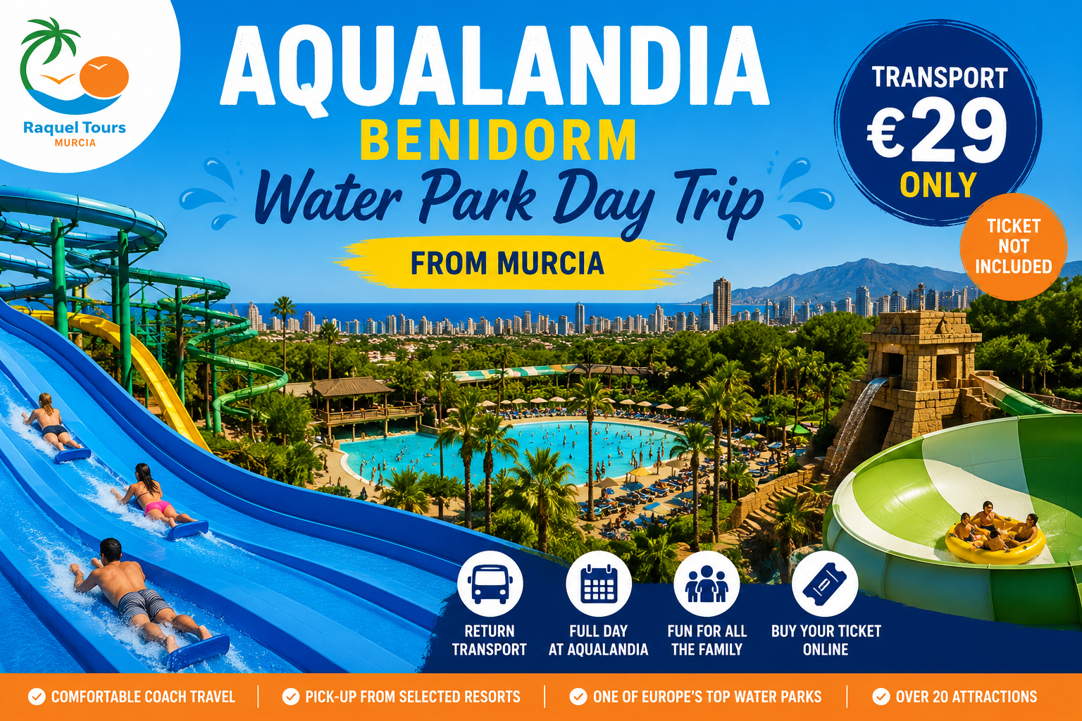 Aqualandia Benidorm Water Park Day Trip from Murcia by Raquel Tours